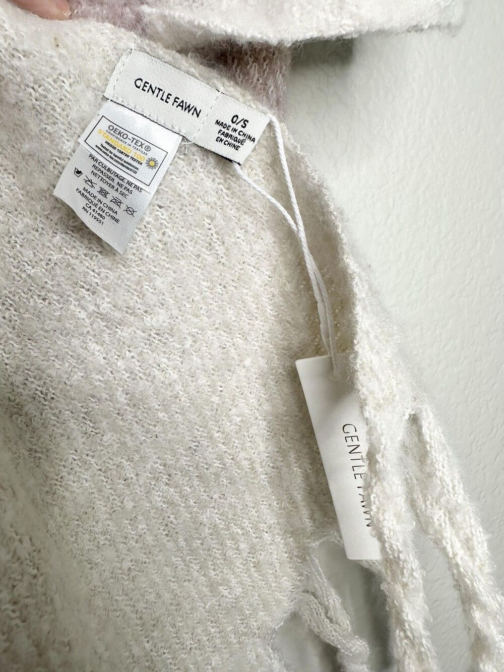 Gentle Fawn Scarf Womens One Size Cream Pink Colorblock Plaid Fringe Soft Cozy - Picture 4 of 6